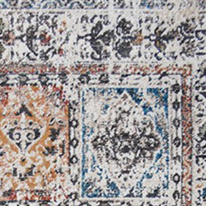 9' x 13' Oriental Distressed Area Rug With Fringe - Ivory