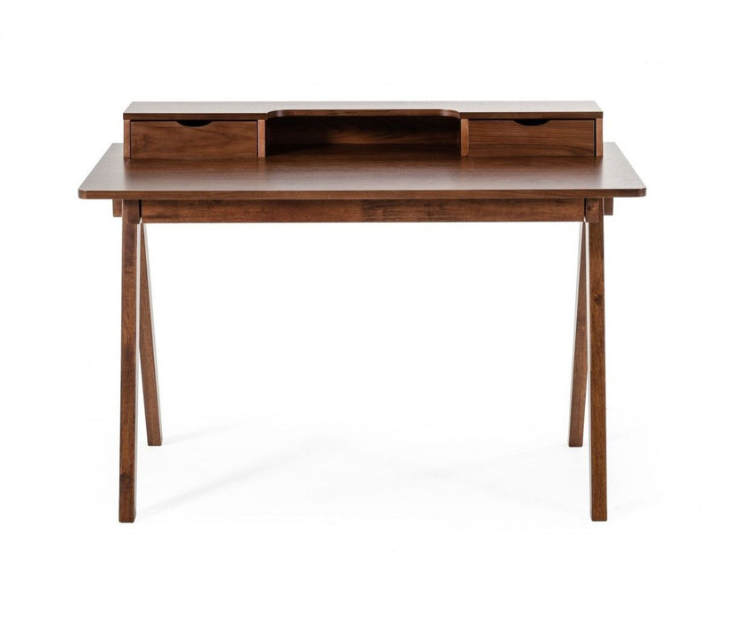 Manufactured Wood Rectangular Writing Desk With Two Drawers - Walnut