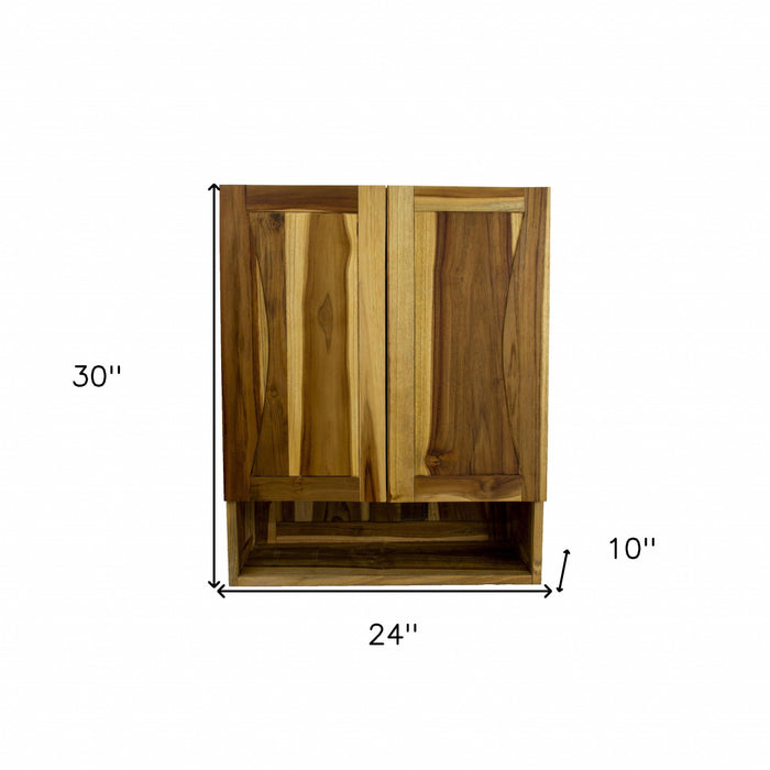 Solid Wood Wall Mounted Accent Cabinet - Brown