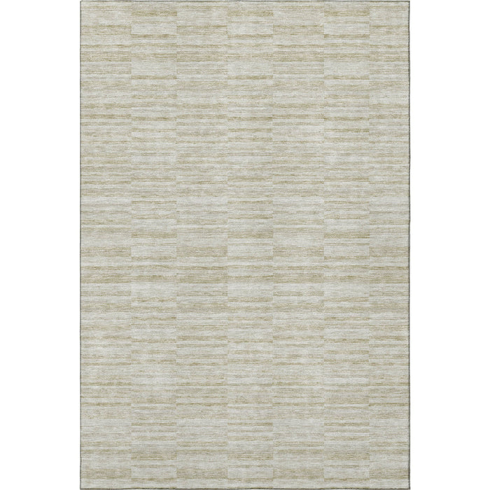 10' X 14' Striped Washable Area Rug With UV Protection - Taupe And Beige