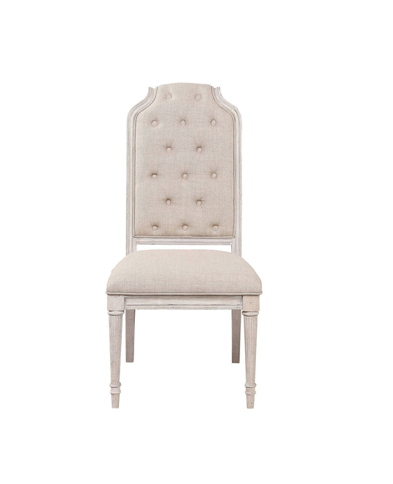 Tufted And Upholstered Fabric Dining Side Chairs (Set of 2) - Antiqued White