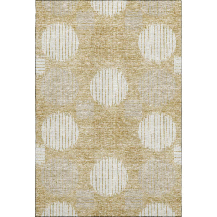 10' X 14' Geometric Washable Area Rug With UV Protection (671534) - Gold / Ivory