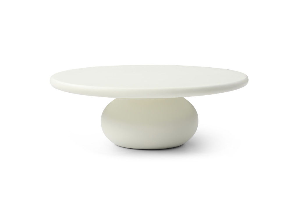 Glass Round Pedestal Coffee Table - Beige