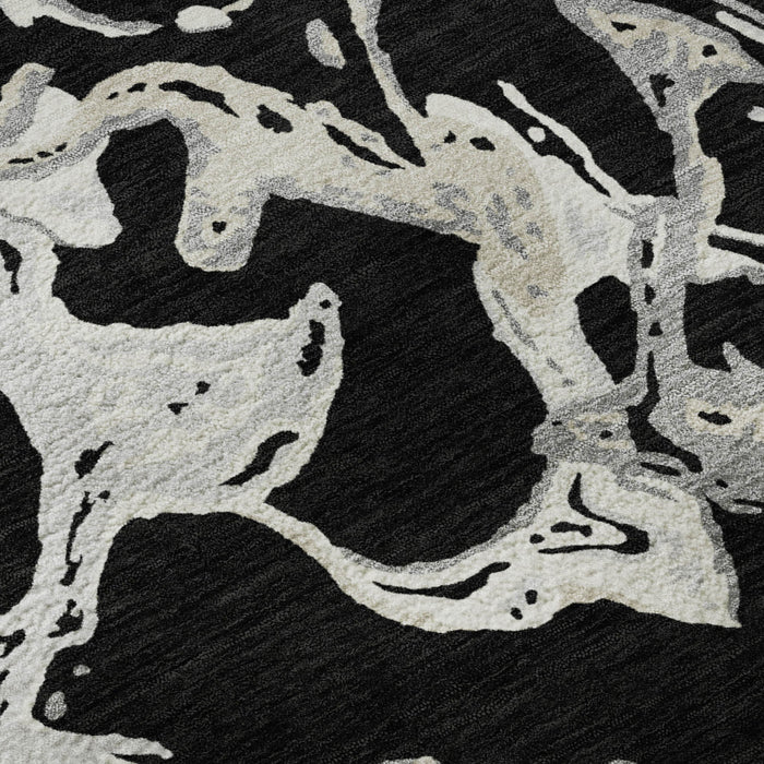 10' X 14' Abstract Washable Area Rug With UV Protection (681221) - Black / Ivory / Gray