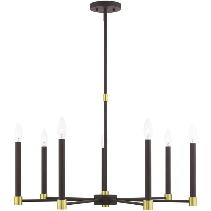 Seven Light Dimmable Chandelier With Shades - Bronze