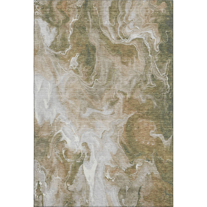 10' X 14' Abstract Washable Area Rug With UV Protection (697236) - Coffee / Copper / Silver
