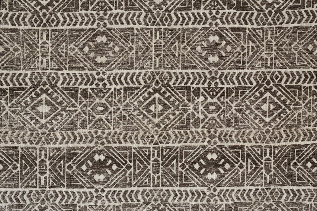 8' x 10' Striped Non Skid Area Rug - Gray And Ivory