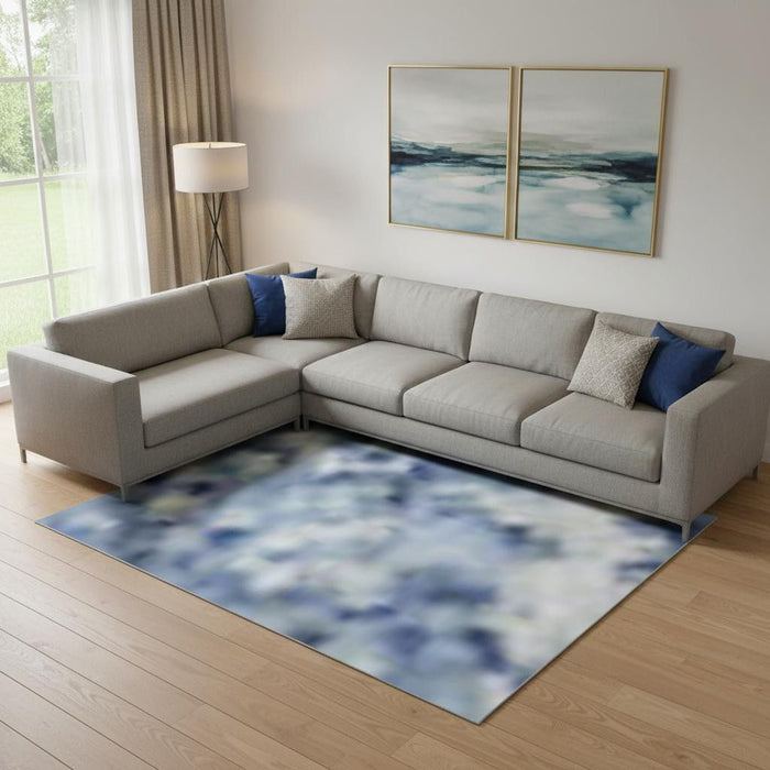10' X 14' Animal Print Washable Area Rug With UV Protection (698962) - Denim Blue / Charcoal