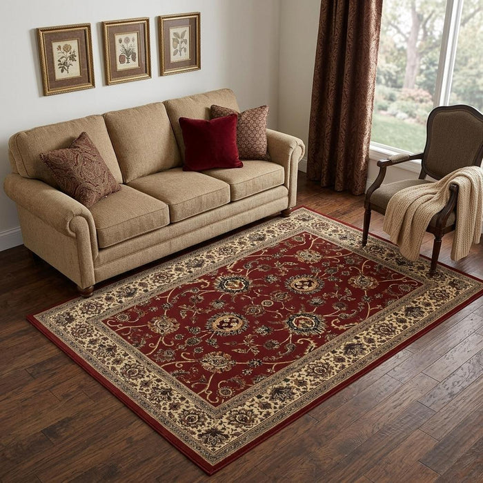 5' X 8' Oriental Area Rug (574354) - Red / Ivory