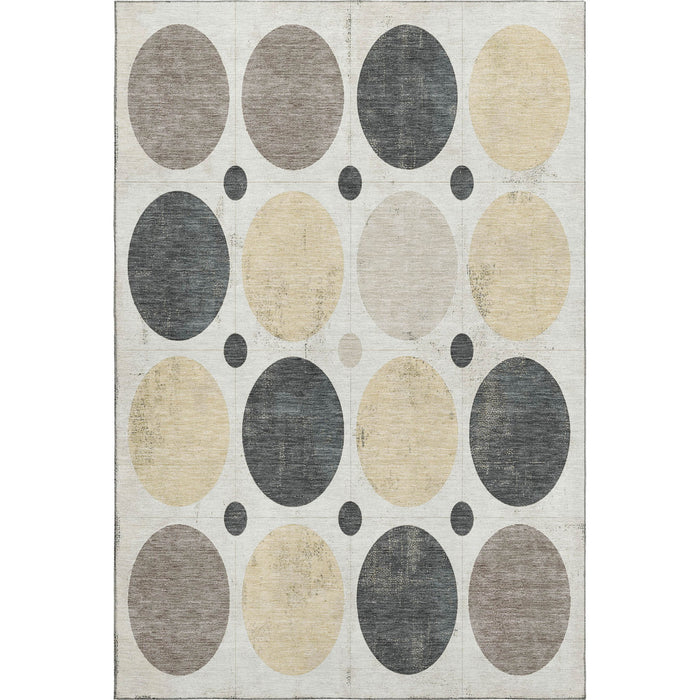 10' X 14' Geometric Washable Area Rug With UV Protection (709162) - Ivory / Charcoal / Beige