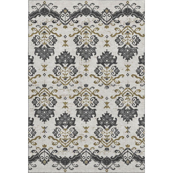 10' X 14' Transitional Medallion Washable Area Rug With UV Protection - Black