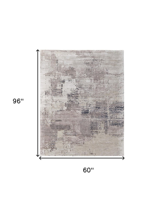 5' x 8' Abstract Hand Tufted Area Rug - Brown Black And Tan