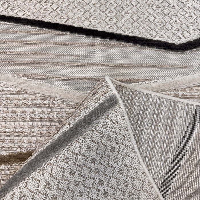 8' x 11' Abstract Non Skid Area Rug - Gray Brown And Beige