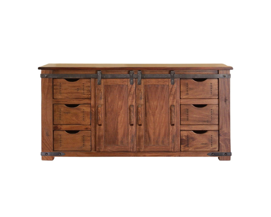 Solid Enclosed Storage Distressed TV Stand - Brown