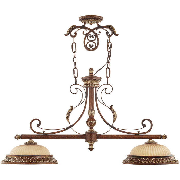 Two Light Metal Dimmable Chandelier With Shades - Bronze