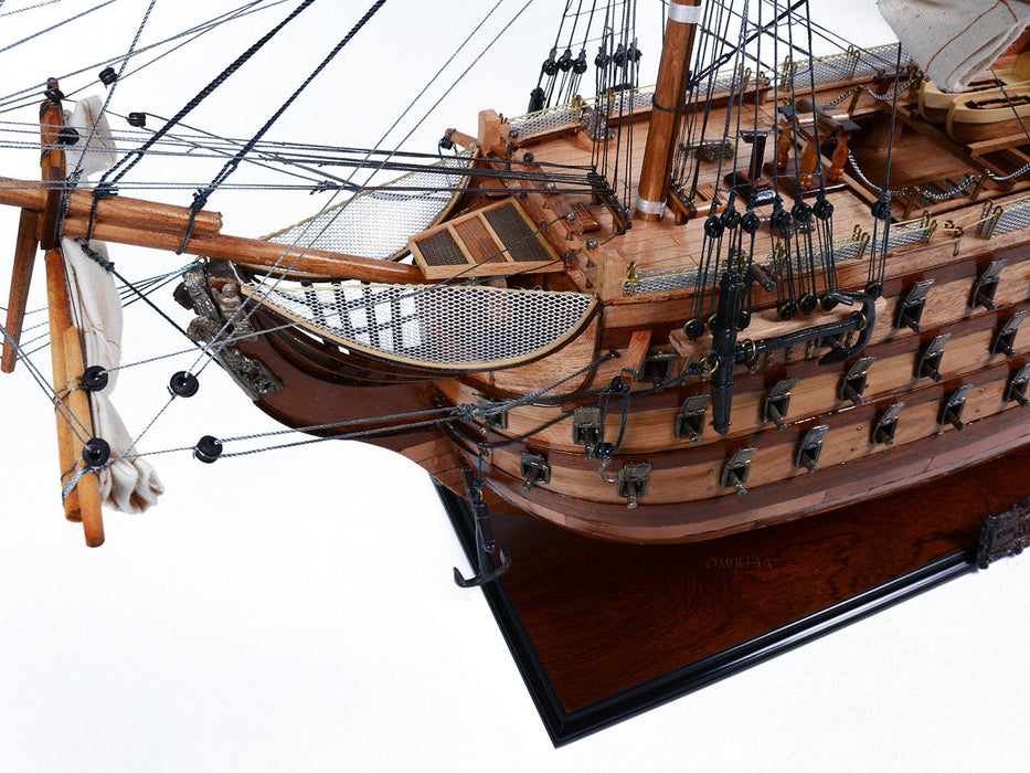 Hand Painted Model Boat (624649) - Dark Brown / Beige