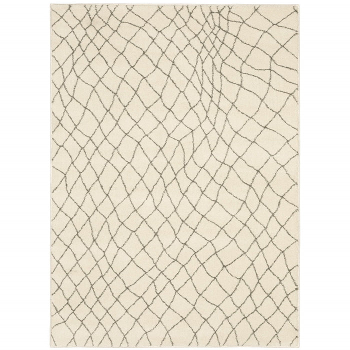 10' x 13' Geometric Power Loom Stain Resistant Area Rug - Ivory And Gray