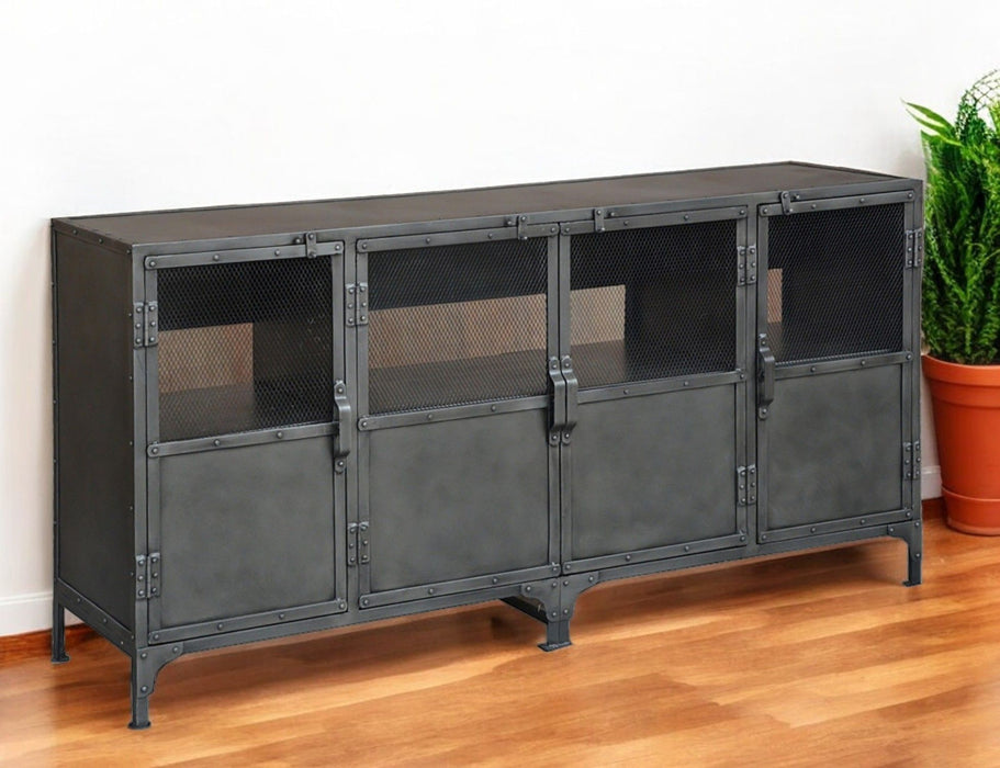 72" Metal Enclosed Storage TV Stand - Dark Gray