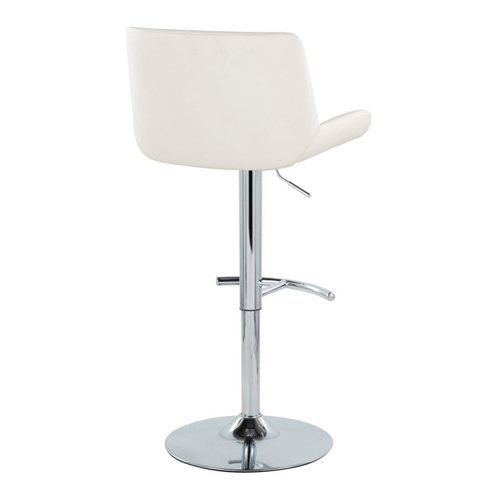 Santi - Upholstered Adjustable Barstool With Swivel And Rounded T Footrest (Set of 2) - Chrome Metal