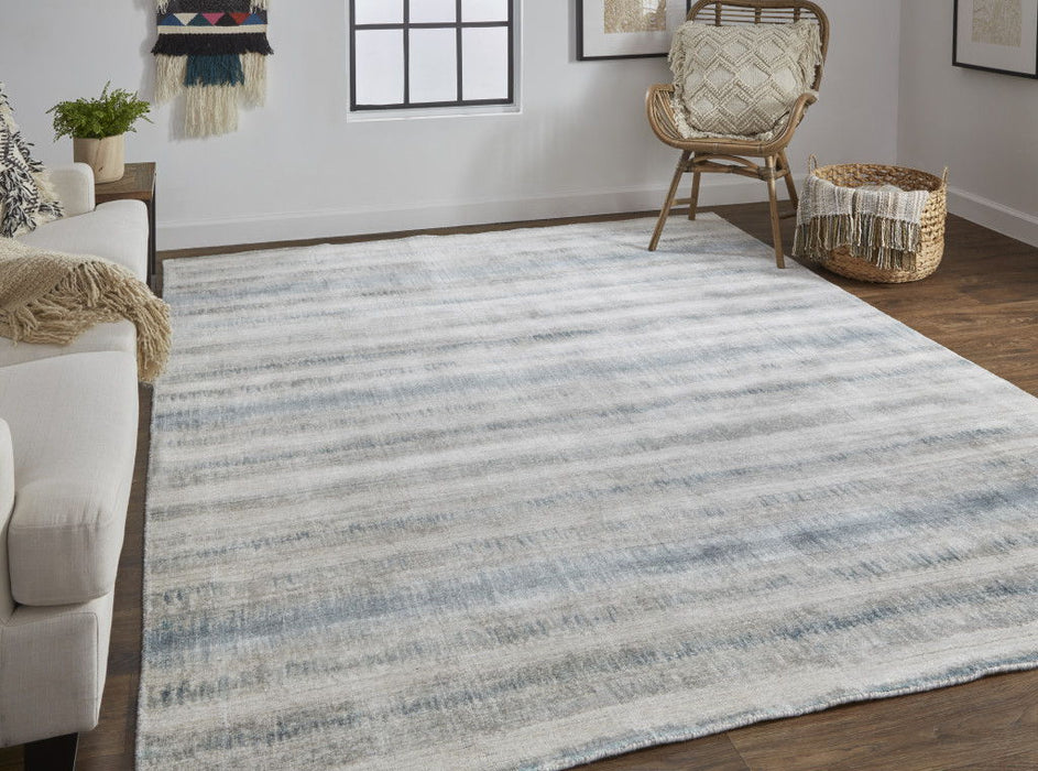 10' x 14' Abstract Hand Woven Area Rug - Gray Blue And Green