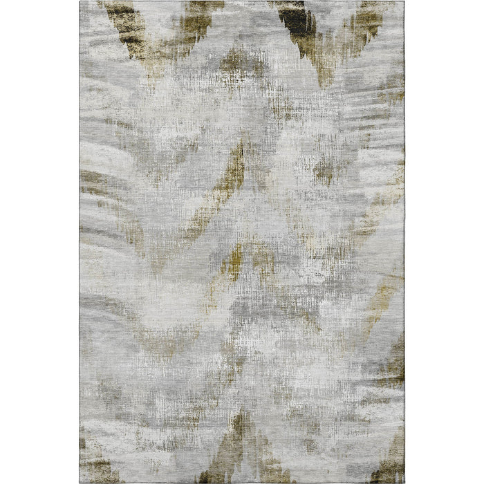 9' X 12' Abstract Washable Area Rug With UV Protection - Taupe / Brown