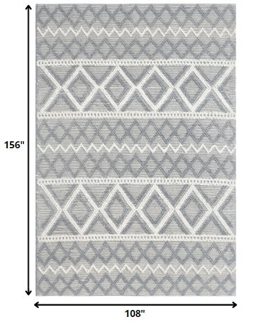 9' x 13' Diamonds Boho Chic Area Rug - Gray Ivory