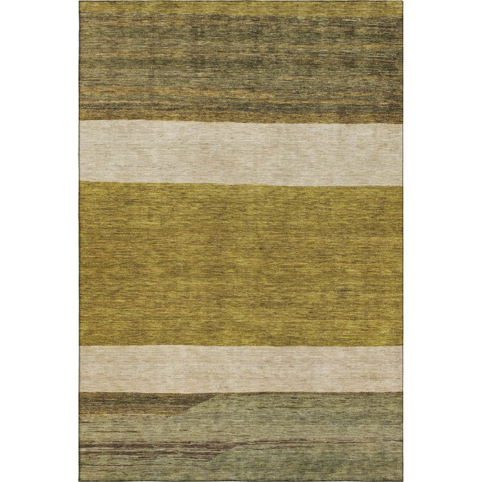 10' X 14' Striped Washable Area Rug With UV Protection (695108) - Gold / Ivory / Gray