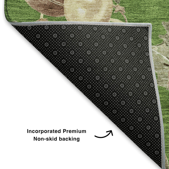 10' X 14' Polka Dot Washable Area Rug With UV Protection (702491) - Green / Brown / Beige
