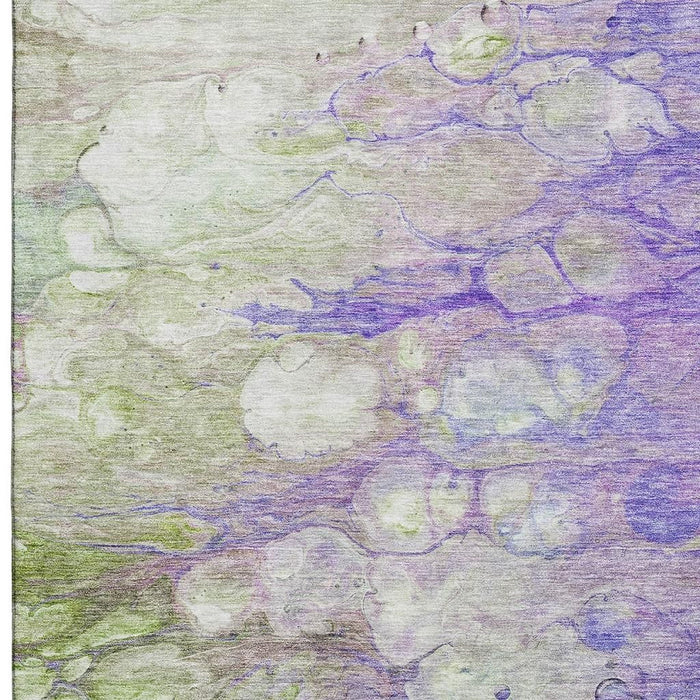 10' X 14' Abstract Washable Area Rug With UV Protection (656729) - Purple / Green / Ivory