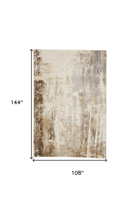 9' x 12' Abstract Area Rug - Tan Ivory And Gray