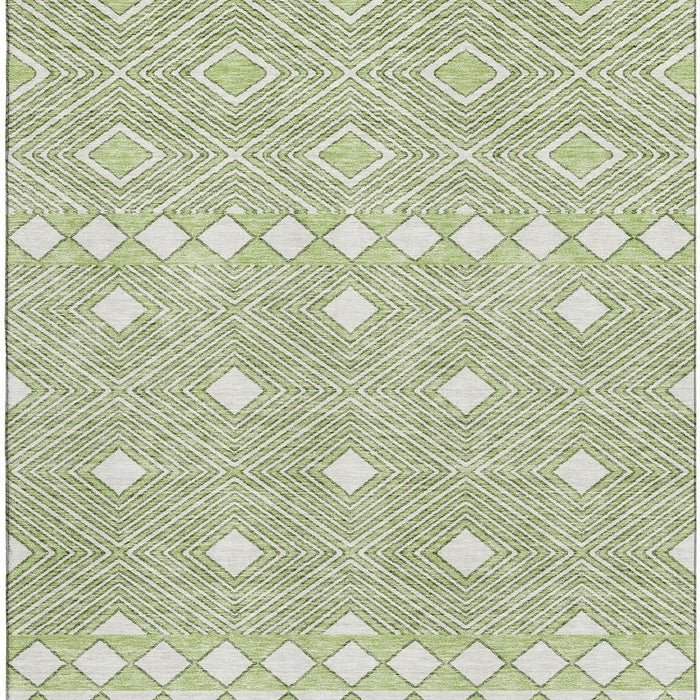 10' X 14' Geometric Washable Area Rug With UV Protection (671354) - Artichoke Green / Ivory