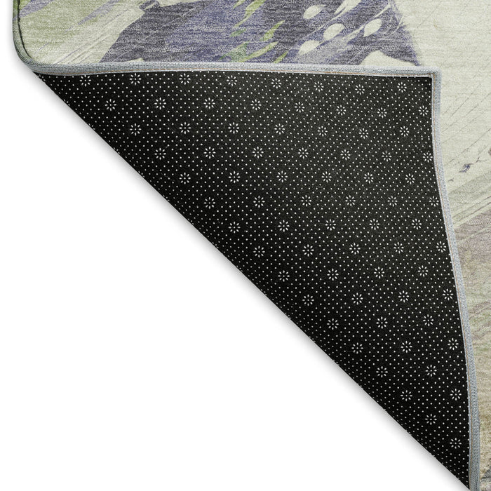 10' X 14' Abstract Washable Area Rug With UV Protection (694128) - Artichoke Green / Ivory / Taupe