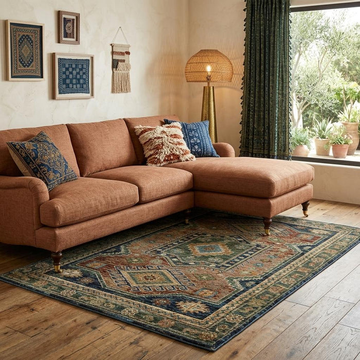 8' X 11' Tribal Area Rug (576419) - Blue / Brown / Green