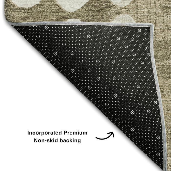 10' X 14' Polka Dot Washable Area Rug With UV Protection (669150) - Taupe / Ivory