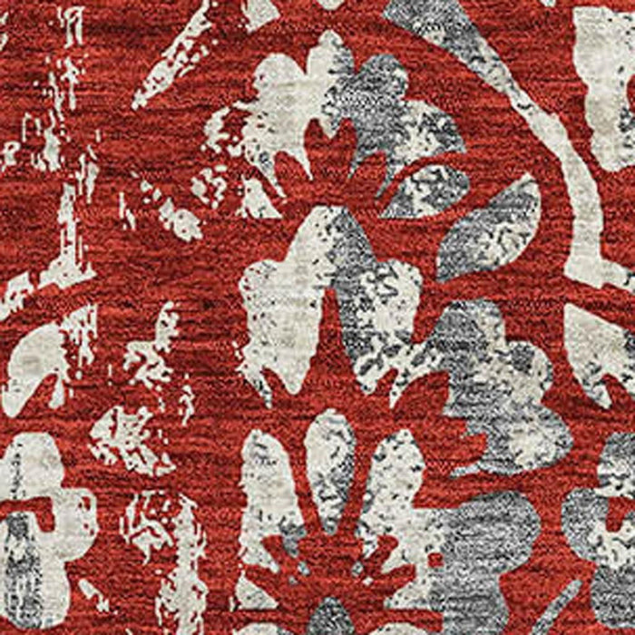 10' X 14' Floral Washable Area Rug With UV Protection (669072) - Red / Gray