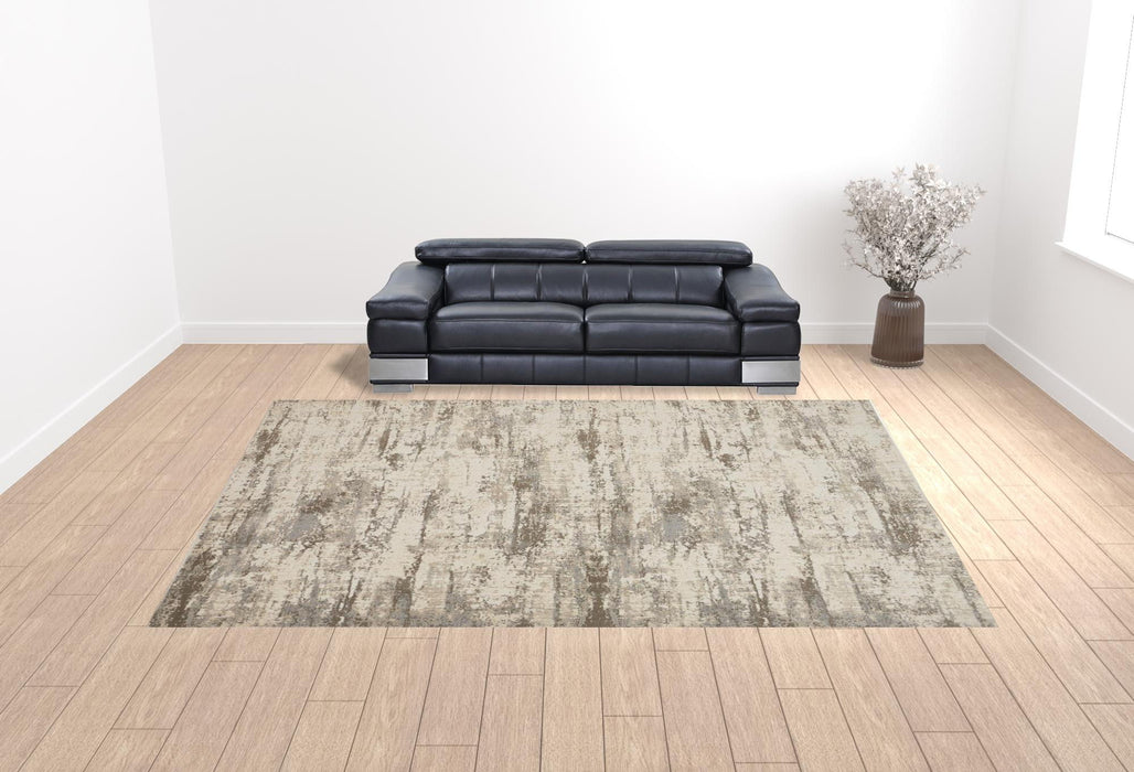 12' x 15' Abstract Area Rug - Ivory And Brown