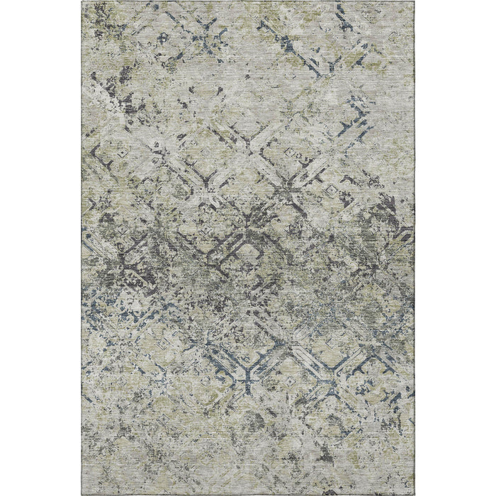 9' X 12' Diamond Washable Area Rug With UV Protection - Silver