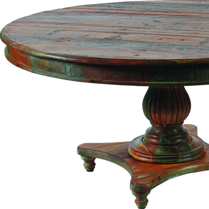 72" Rounded Solid Wood Dining Table - Brown