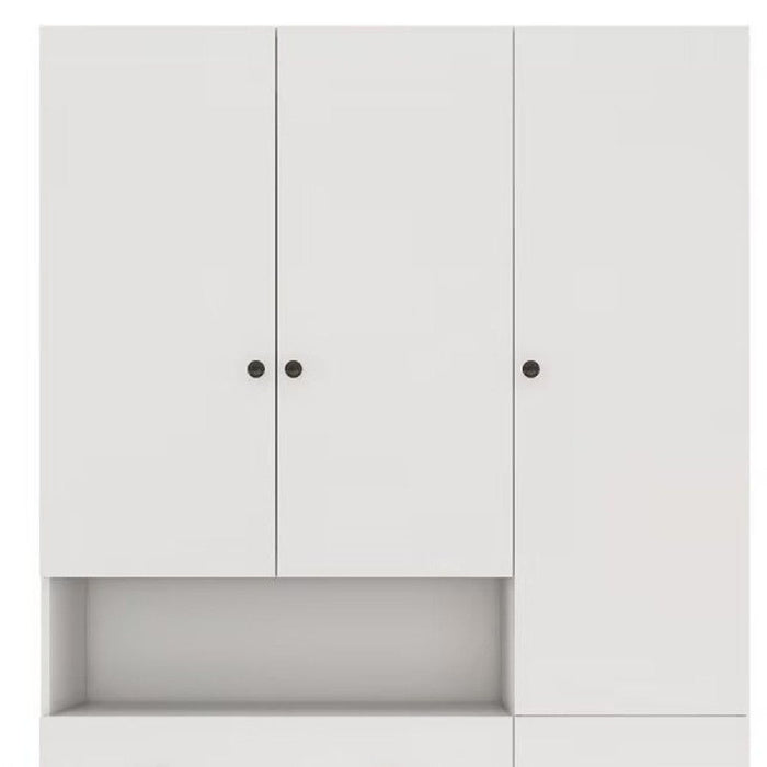 74" Modern Four Door Three Drawer Combo Dresser - White