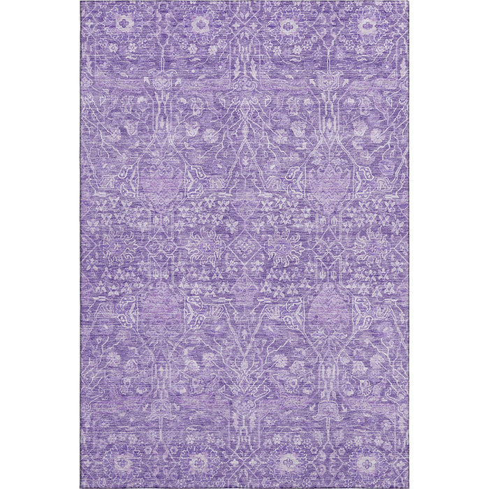 10' X 14' Floral Washable Area Rug With UV Protection (686030) - Plum / Beige