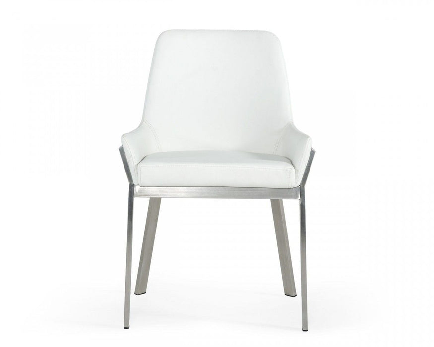 Upholstered In Faux Leather Dining Arm Chair - White
