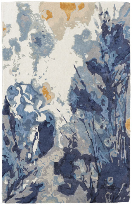 10' x 14' Wool Floral Hand Tufted Area Rug - Blue