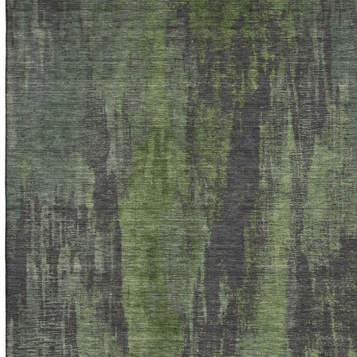 10' X 14' Abstract Washable Area Rug With UV Protection (695996) - Olive Green / Charcoal / Gray