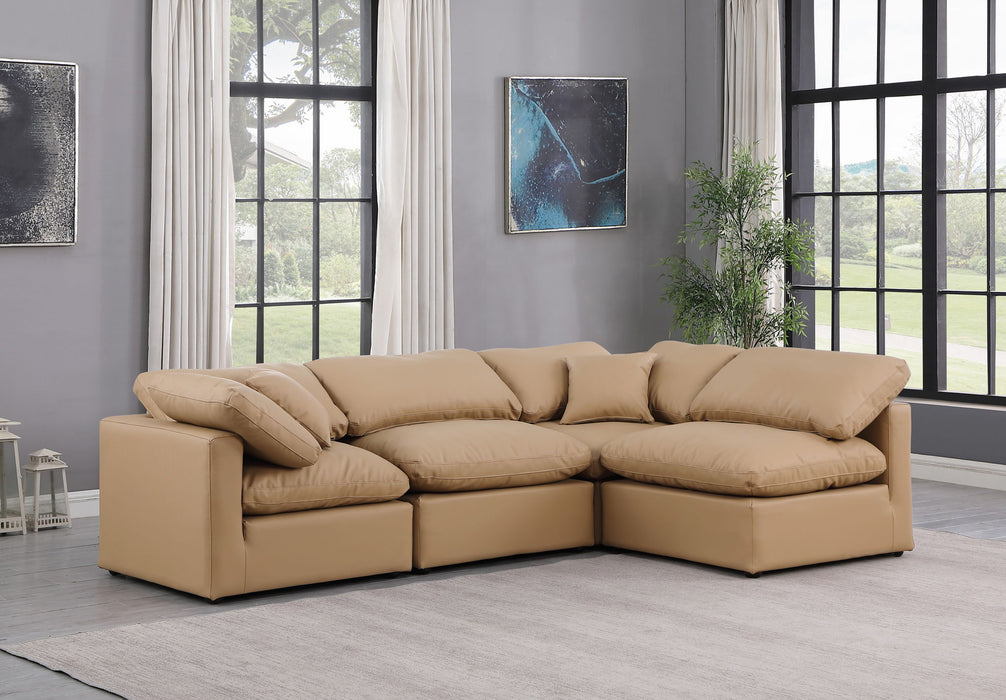 Indulge - Faux Leather 4 Piece Modular Sectional - Tan