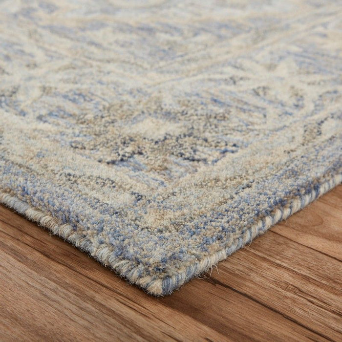 9' x 12' Traditional Area Rug - Blue And Tan