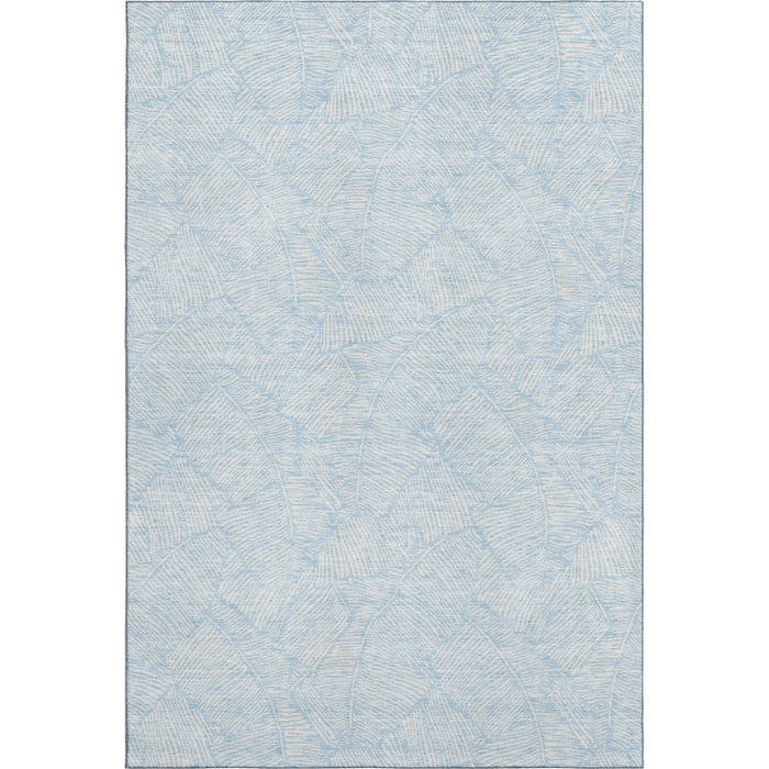 10' X 14' Floral Washable Area Rug With UV Protection (672641) - Sky Blue / Ivory