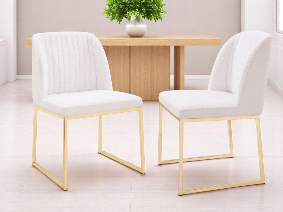 Upholstered Fabric Wing Back Dining Side Chairs (Set of 2) - White