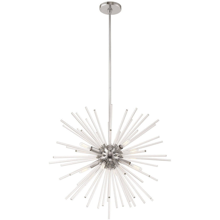 30" Eight Light Dimmable Chandelier With Shades - Silver