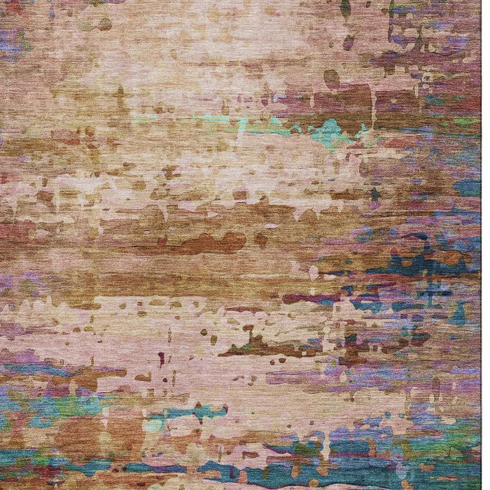 10' X 14' Abstract Washable Area Rug With UV Protection (715465) - Sage / Teal