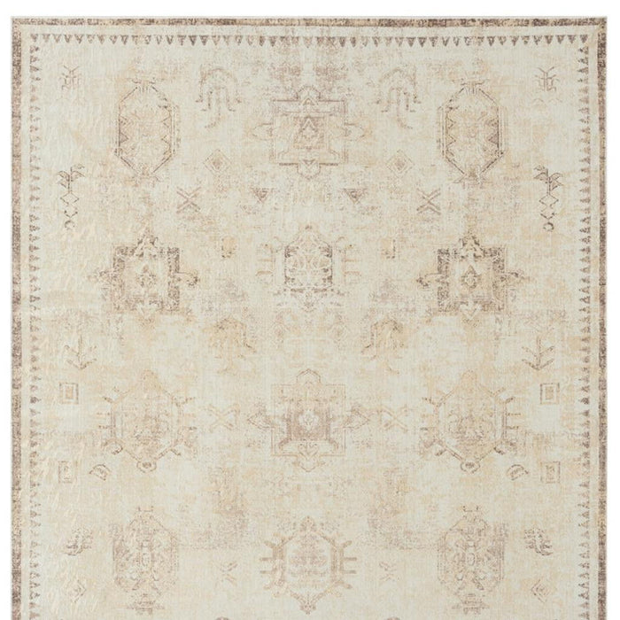 8' X 10' Abstract Washable Non Skid Area Rug (534014) - Beige / Ivory